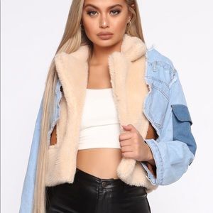 Wait Up Contrast Denim Jacket - Medium Wash